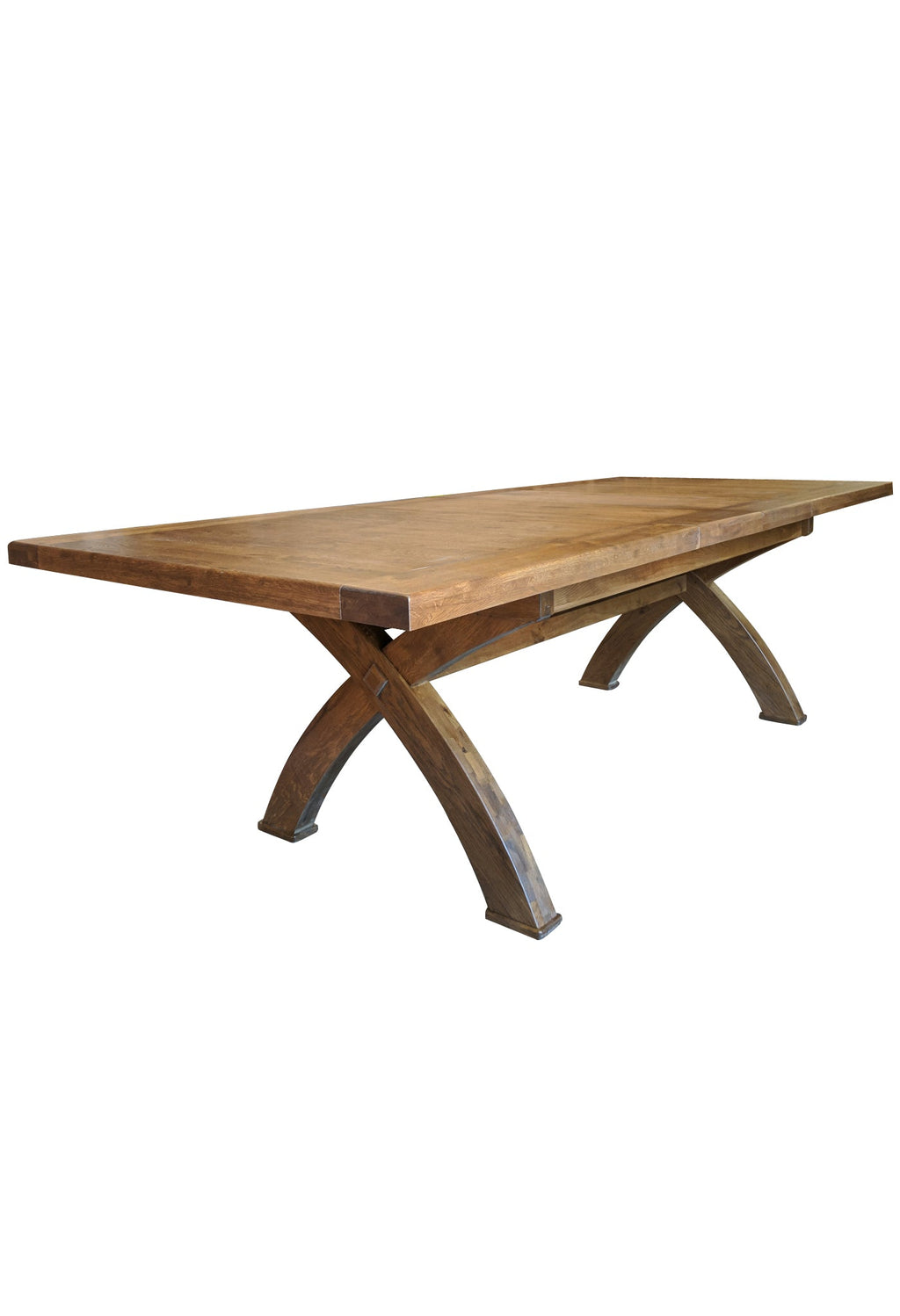 Empire X Leg Solid Oak Extending Dining Table in Tudor Oak