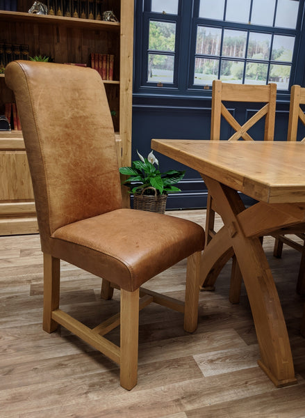 Arundel leather rollback oak chair