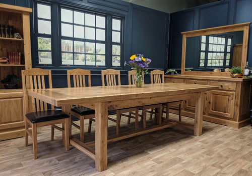 Empire Classic Grand solid oak extending dining table - Blonde oak range