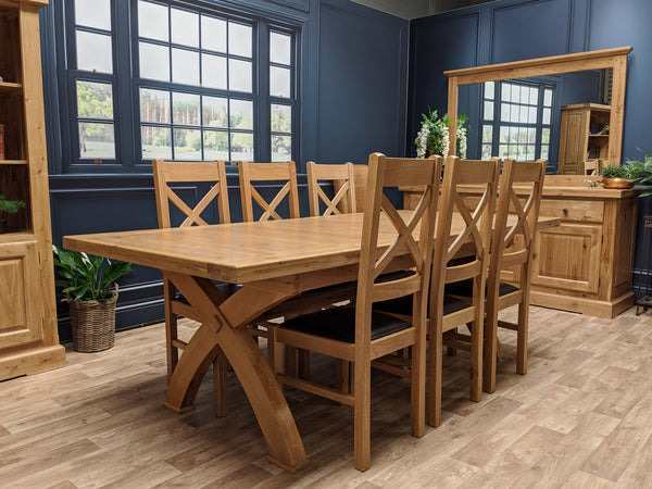 Empire X Leg Solid Oak extending Dining Table - Blonde range