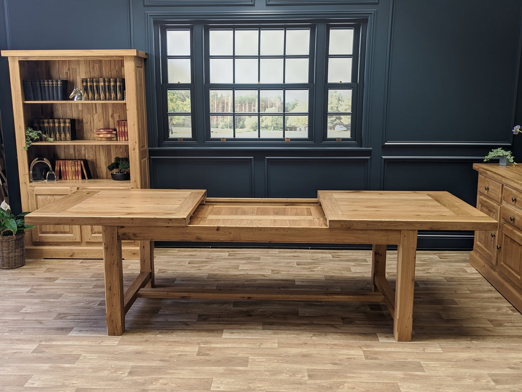 Empire Classic Grand solid oak extending dining table - Blonde oak range