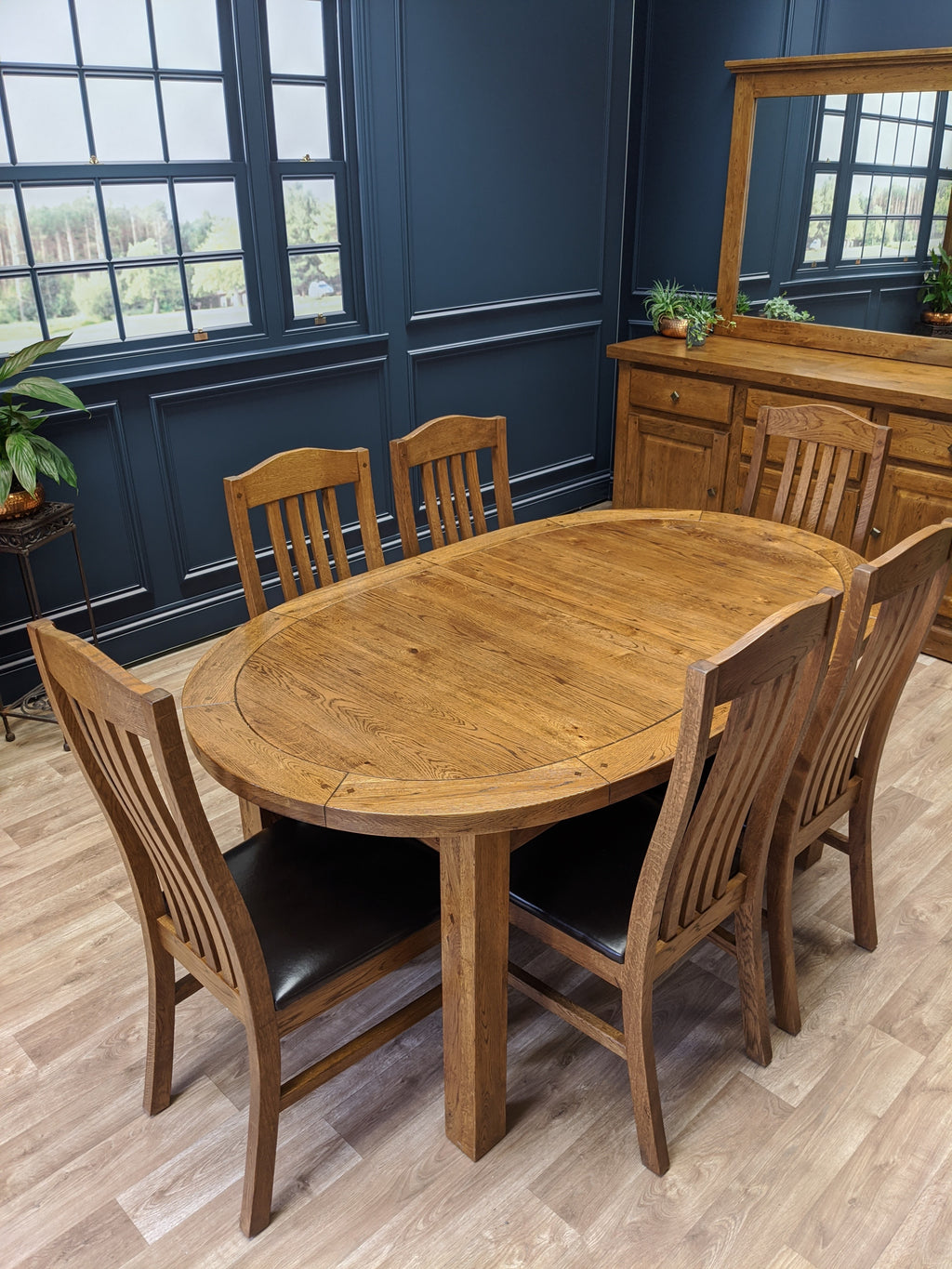 Empire Oval Extending Dining Table - Tudor Oak range