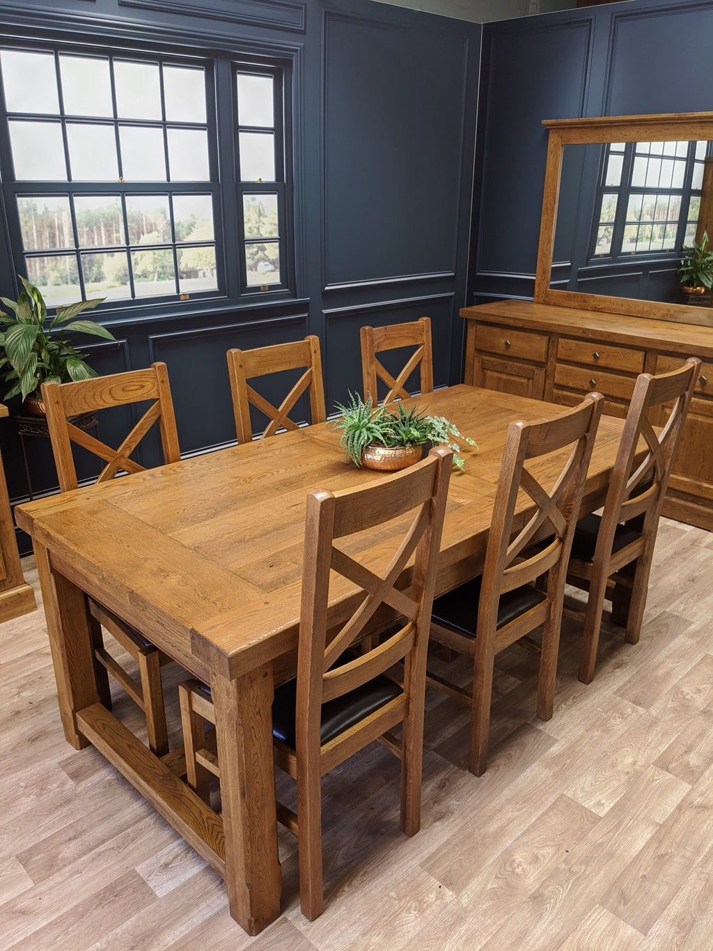 Empire Classic Grand solid oak extending dining table - Tudor oak range