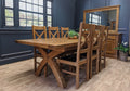 Empire X Leg Solid Oak extending Dining Table - Tudor oak range
