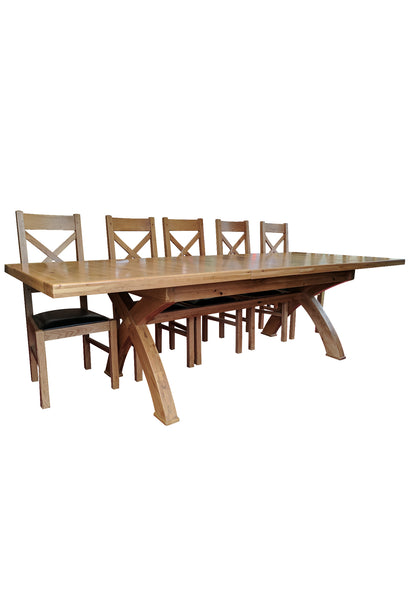 Empire X Leg Solid Oak extending Dining Table - Blonde range