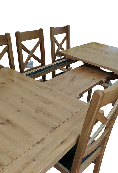 Empire X Leg Solid Oak extending Dining Table - Blonde range