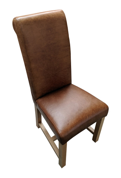 Arundel leather rollback oak chair