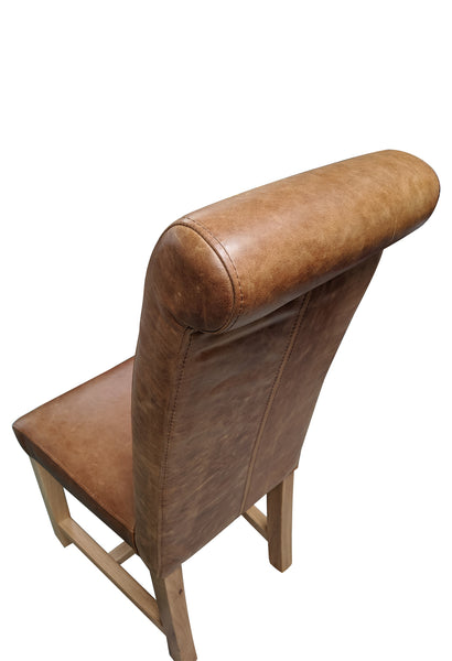 Arundel leather rollback oak chair