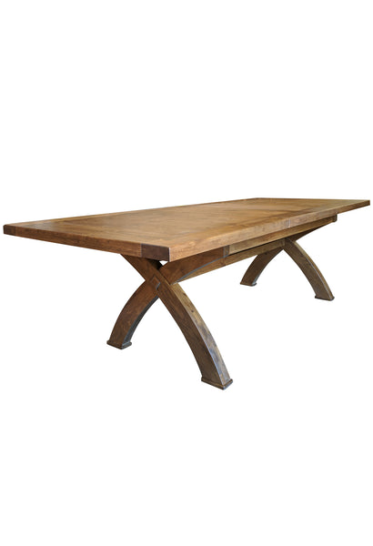Empire X Leg Solid Oak extending Dining Table - Tudor oak range