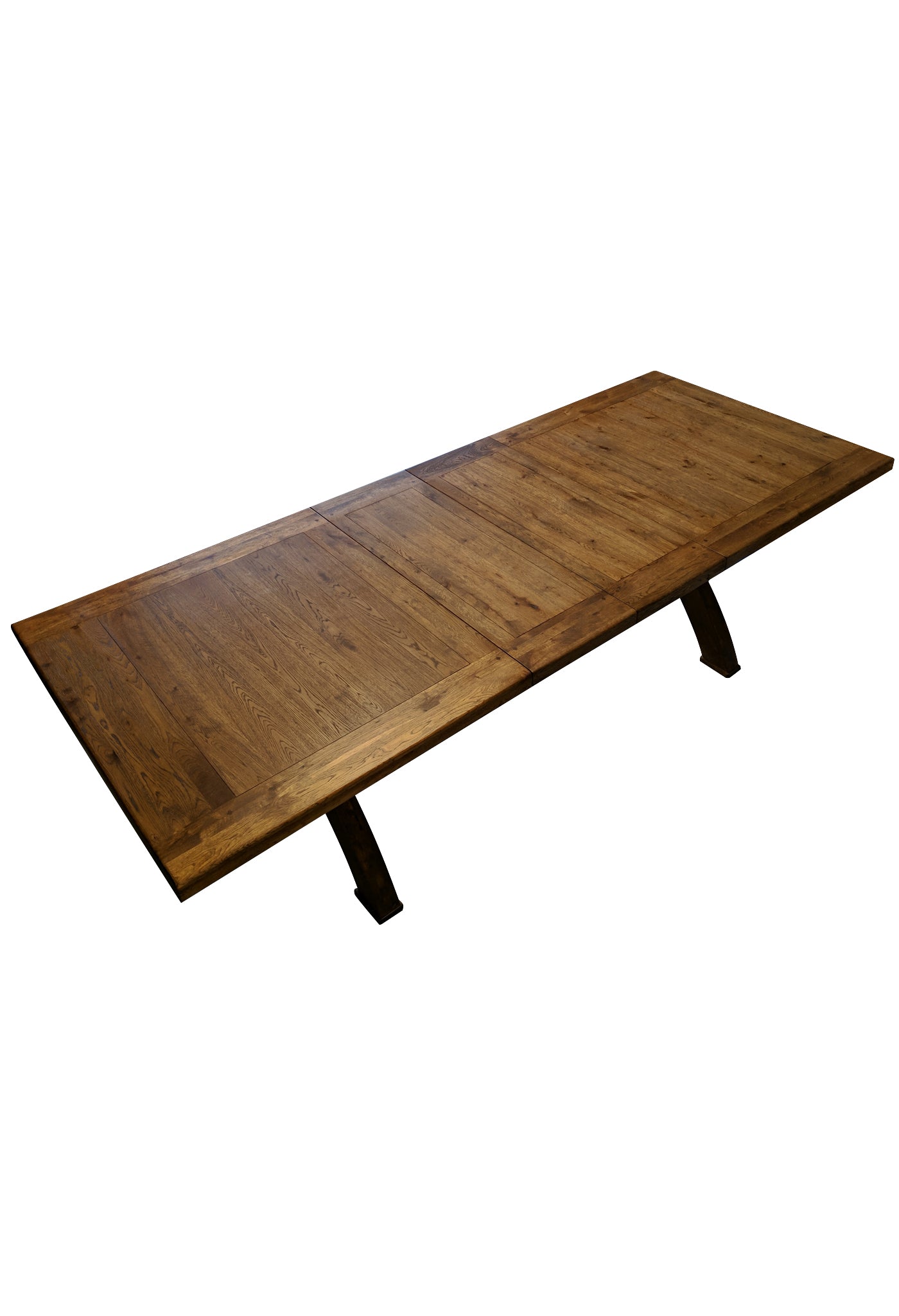 Empire X Leg Solid Oak extending Dining Table - Tudor oak range
