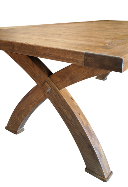 Empire X Leg Solid Oak extending Dining Table - Tudor oak range