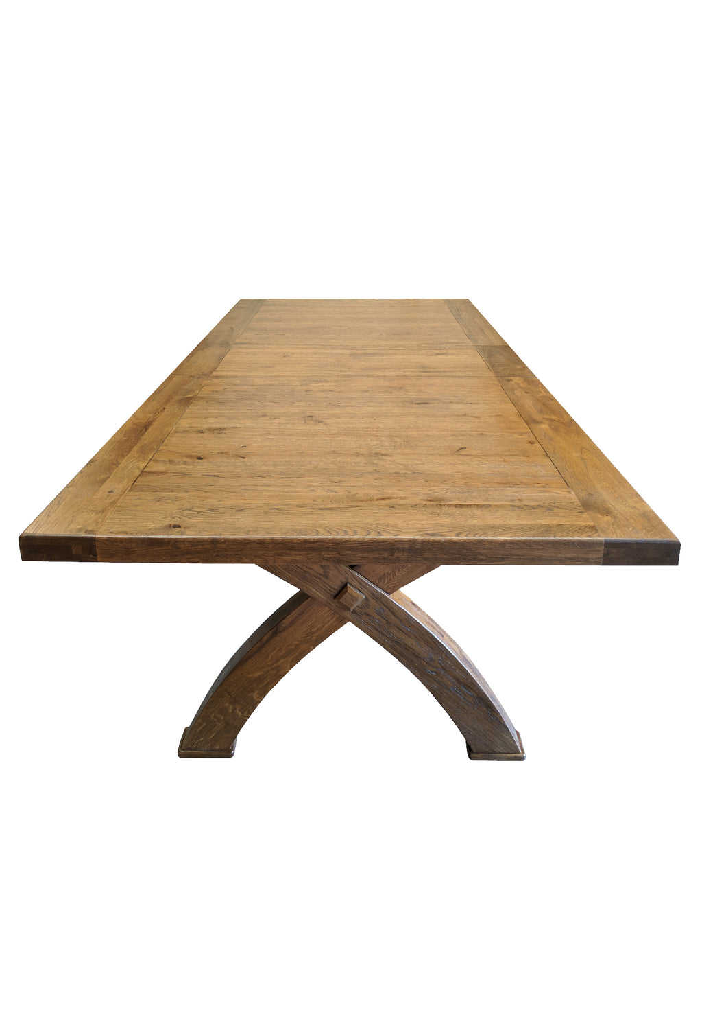 Empire X Leg Solid Oak extending Dining Table - Tudor oak range
