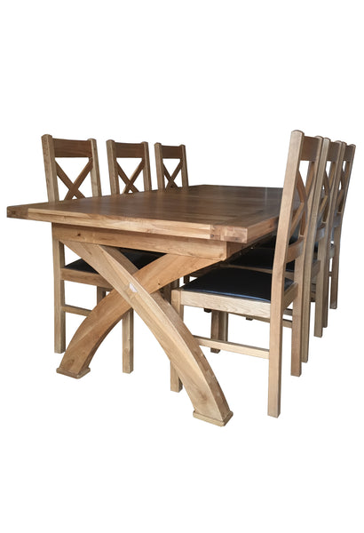 Empire X Leg Solid Oak extending Dining Table - Blonde range