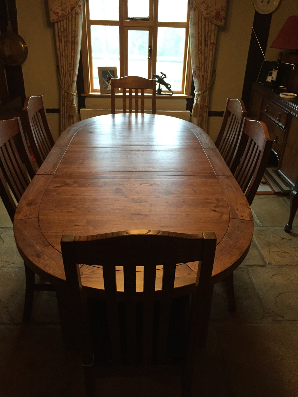 Empire Oval Extending Dining Table - Tudor Oak range