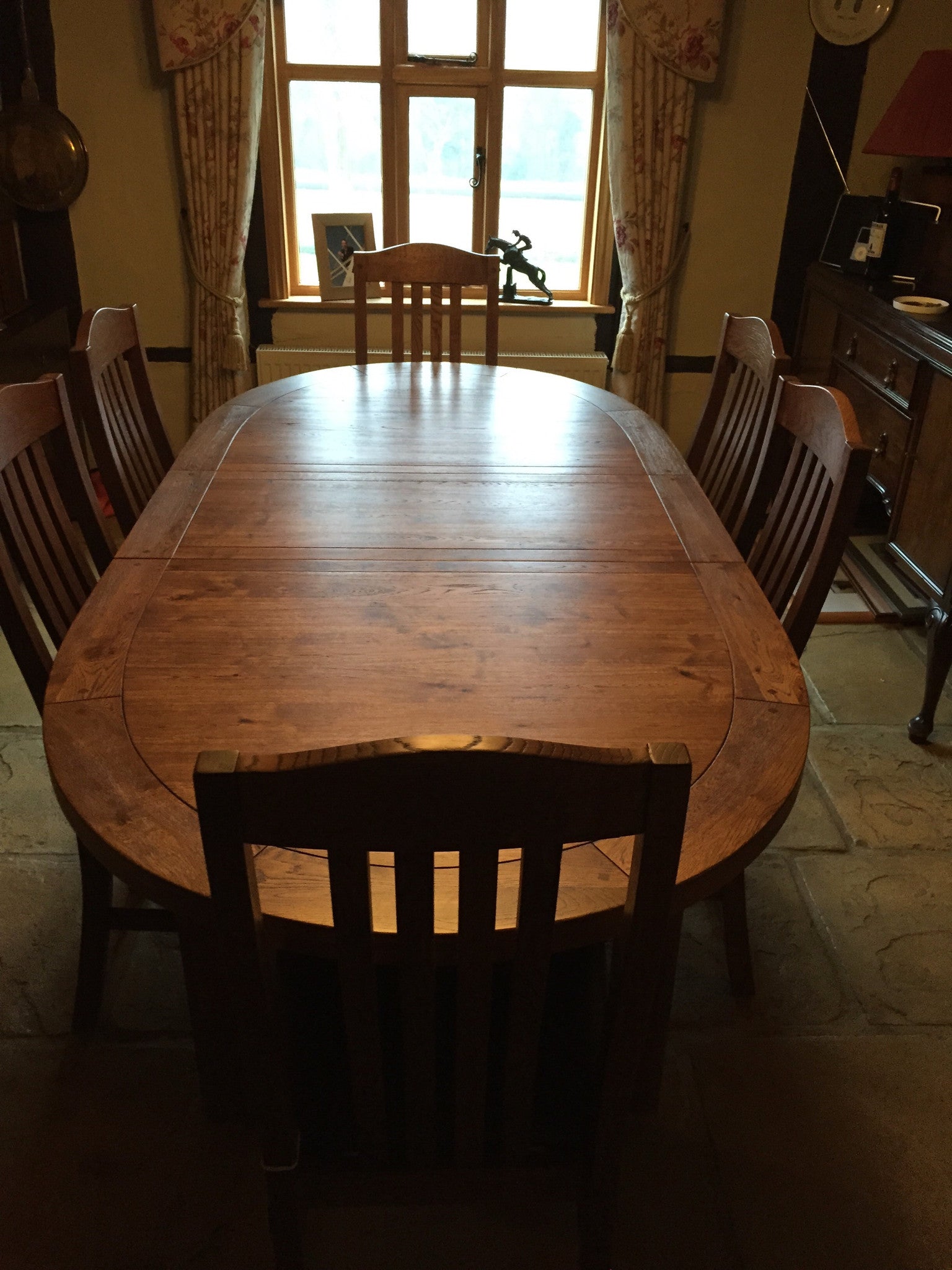 Empire Oval Extending Dining Table - Tudor Oak range