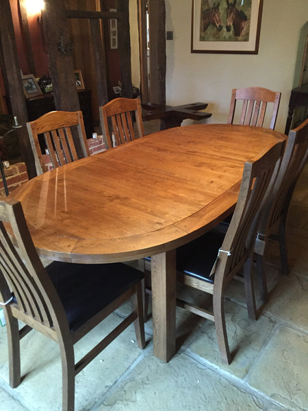 Empire Oval Extending Dining Table - Tudor Oak range